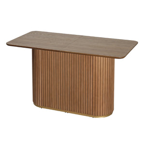 English Elm 63.00"l Tambour Pedestal Counter Table Seats Six with Industrial Mid-century Matte Finish Natural Ash N771P358596A_N771P358597A