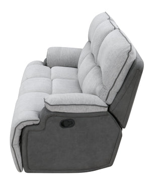 English Elm Steve Silver - Cyprus Plush Recliner Sofa Gray Two-Tone Cloud & Shadow Grey Fabric Pocketed Coil Memory Foam Comfort 85.5"L x 33.8"W x 29.5"H B081P157597