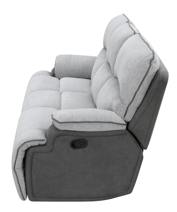 English Elm Steve Silver - Cyprus Plush Recliner Sofa Gray Two-Tone Cloud & Shadow Grey Fabric Pocketed Coil Memory Foam Comfort 85.5"L x 33.8"W x 29.5"H B081P157597