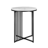 Minimalist Metal Slatted Side Table Calacatta Marble, Black VULL8KCM Walker Edison