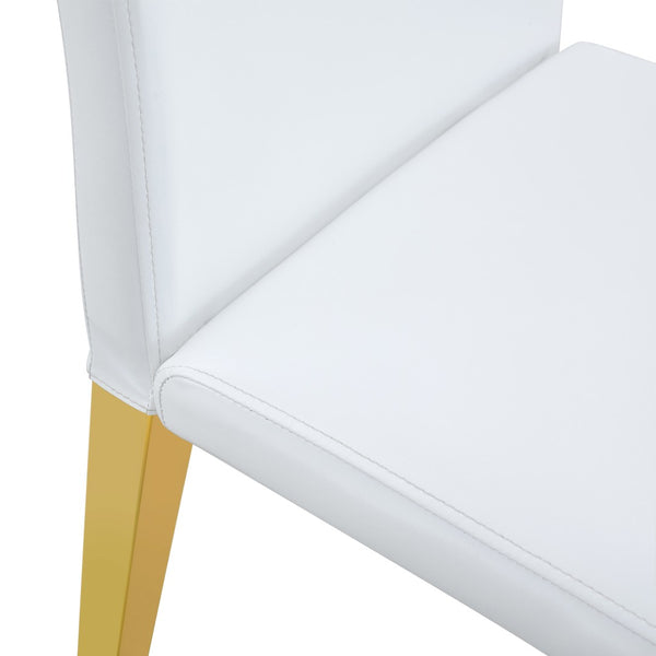 English Elm Set Of 4 Elegant White Pu Leather Chairs With Gold Legs – Chic, Durable, And Perfect For Modern Spaces! W3226P279073-GIGA
