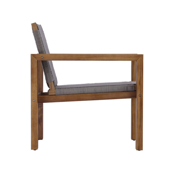 English Elm Outdoor Acacia Wood Patio Club Chairs Set of 2 with Wicker Backrest Teak Finish N772P384650T