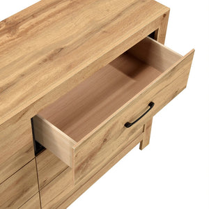 English Elm Rustic Six Drawer Wooden Dresser Natural Finish Bedroom Storage with Dovetail Joinery B011P456448