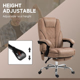 English Elm Vinsetto Massage Office Chair With Foot Rest, Executive Office Chair With 6 Vibration Point and Heat, Reclining Computer Chair, Swivel Desk Chair, Adjustable Height, Brown