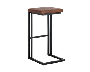 Sunpan Boone Modern Industrial Backless Stool Set of 2 - Durable Cantilever Design for Home or Bar Use Black / Bravo Cognac