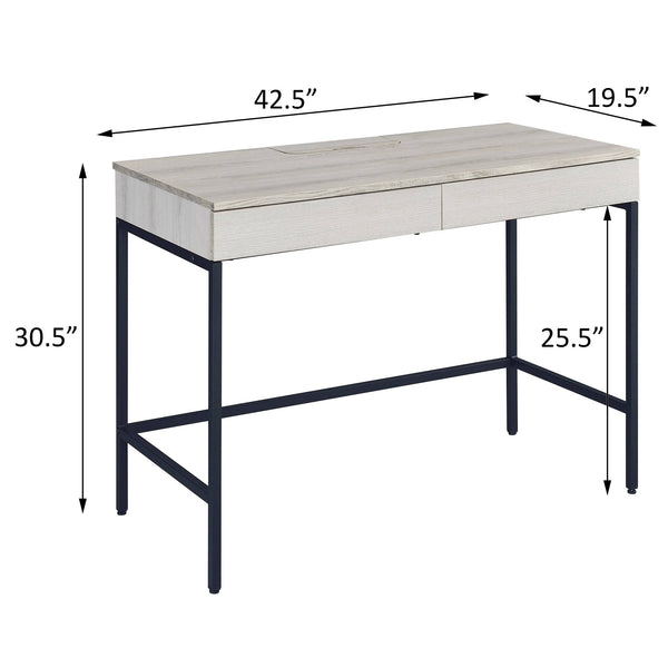 English Elm Natural Rustic Black Writing Desk with 2 Smooth Glide Drawers, 42.5" Wide Workspace for Home Office Productivity B062P184551