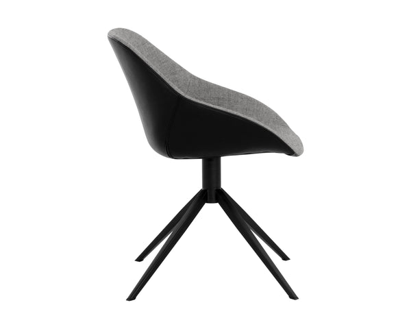 Sunpan Mccoy Swivel Dining Chair - Masculine Charm with Unique Two-Toned Design for Modern Spaces November Grey / Nightfall Black