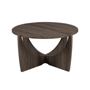 English Elm Walker Edison - Contemporary Open Arch-Base Round Coffee Table – Cerused Ash