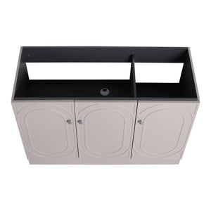English Elm 48" Modern Freestanding Bathroom Vanity with Integrated Basin, Adjustable Shelf & 3 Metal Handles khaki W999P241062