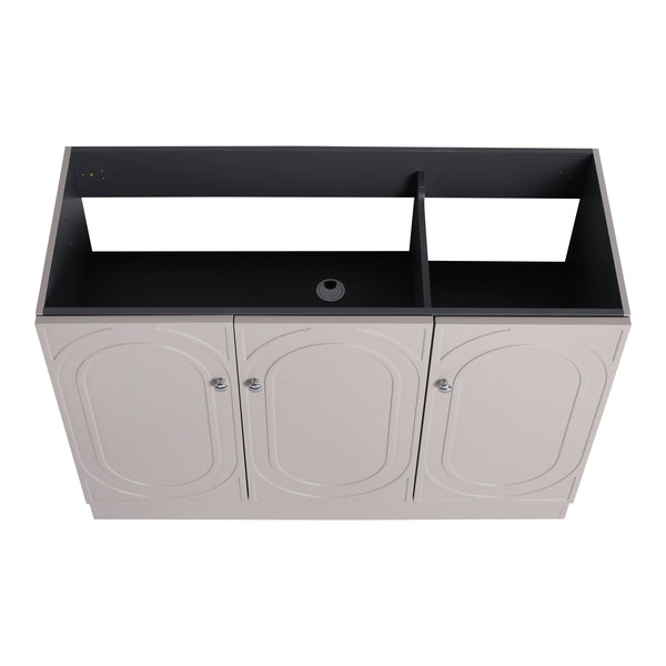 English Elm 48" Modern Freestanding Bathroom Vanity with Integrated Basin, Adjustable Shelf & 3 Metal Handles khaki W999P241062