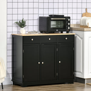 English Elm Homcom Modern Sideboard With Solid Rubberwood Top, 3 Drawers, Adjustable Shelves & Versatile Design W2225P229288