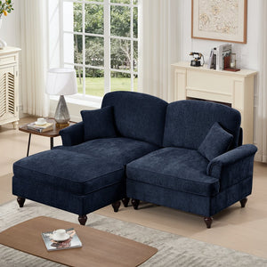 English Elm Elegant Mid Century Large Two-Seater Modular L-Shaped Sofa With Removable Skirts & Versatile Ottoman W3041S00346