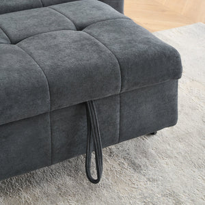 English Elm 77.9-inch cloud velvet 3-seater sofa bed with pull-out sleeper, sturdy wood frame, high-density foam comfort Dark Gray W1278S00076