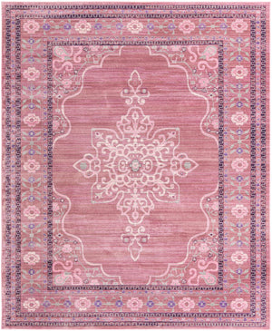 Unique Loom Austin D'Amore Machine Made Floral Rug Pink, Beige/Gray/Maroon/Purple 8' 0" x 10' 0"