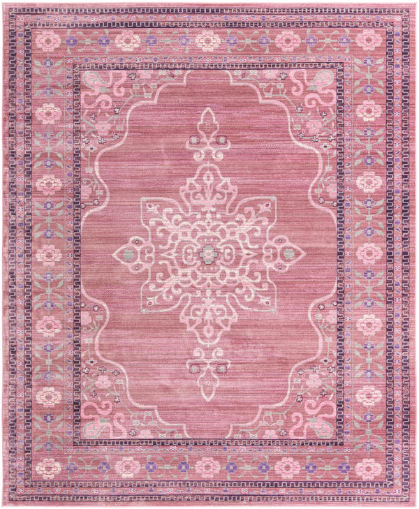 Unique Loom Austin D'Amore Machine Made Floral Rug Pink, Beige/Gray/Maroon/Purple 8' 0" x 10' 0"