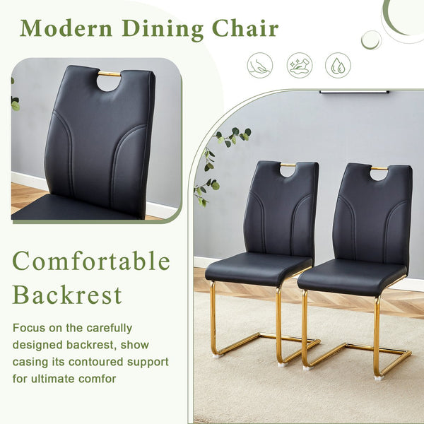 English Elm Marble-Patterned Foldable Dining Table Set With 6 Ergonomic Armchairs – Modern Gold Accents & Style W2920S00088