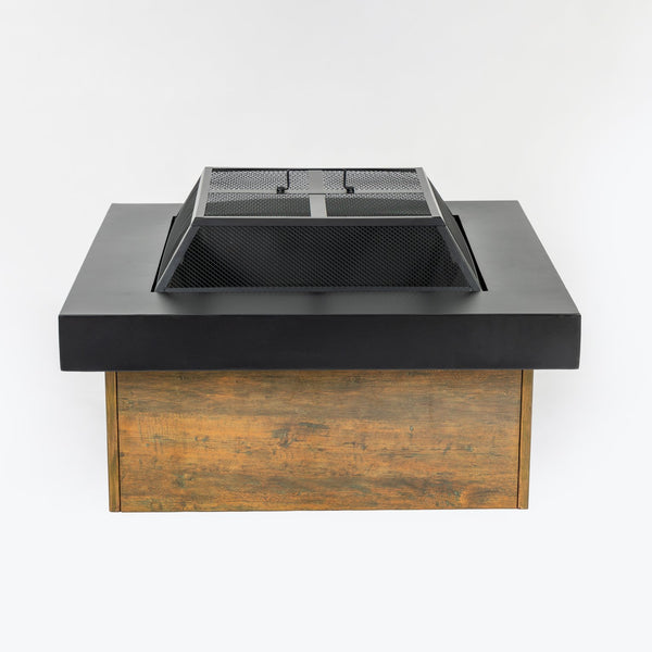 English Elm 36-inch Iron Fire Pit Table by EcoNook - Black Steel Wood-Burning Fire Bowl, Durable, Portable, Decorative W3131P277182