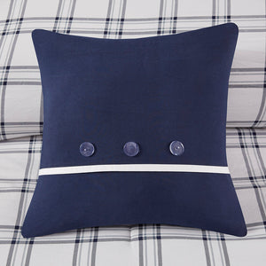 JLA Home Madison Park Essentials - 8 Madison Park Essentials Patrick Reversible Comforter Set with Sheets, Navy Plaid, OEKO-TEX, Antimicrobial MPE10-877