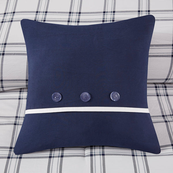 JLA Home Madison Park Essentials - 8 Madison Park Essentials Patrick Reversible Comforter Set with Sheets, Navy Plaid, OEKO-TEX, Antimicrobial MPE10-877