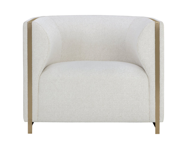 Sunpan Larron Armchair - Rhea Light Barley with Gold Stainless Steel Base for Indoor/Outdoor Elegance