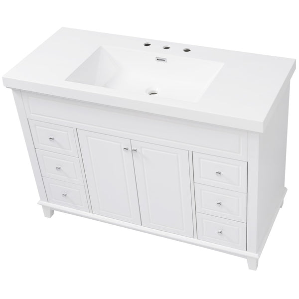 English Elm [video] 48 Inch Freestanding Bathroom Vanity Pine Legs Resin Sink Six Soft Close Drawers N759S351752K