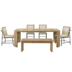 English Elm Contemporary Kepler Driftwood 6Pc Dining Set with Hidden Extension, Oak Veneer Table, Bench & 4 Chairs B011S01922