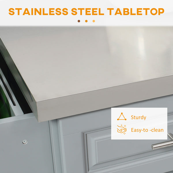English Elm Homcom Rolling Kitchen Island Cart With Stainless Steel Top, Ample Storage & Easy Mobility For Prep W2225S00040