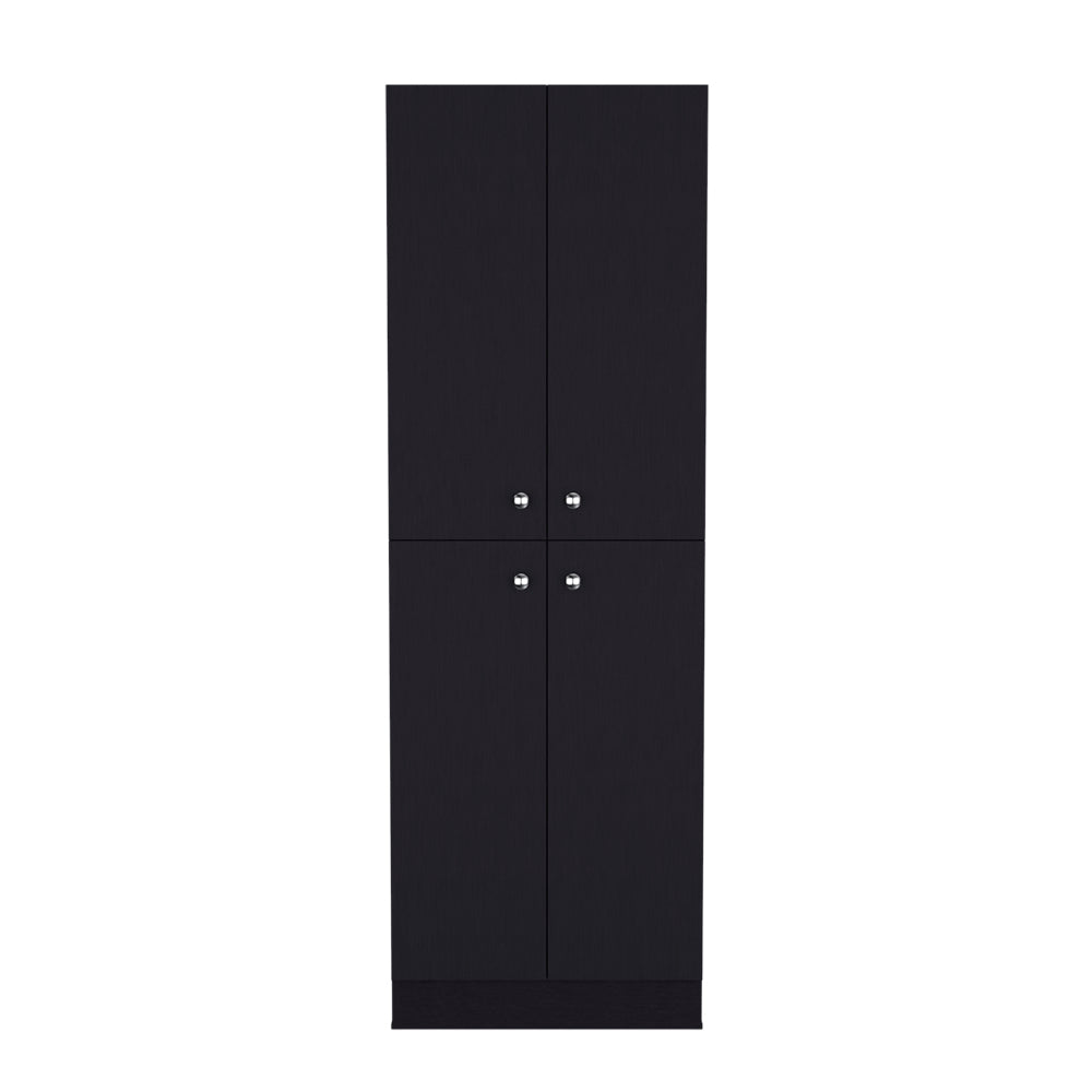 English Elm Pantry Cabinet Coahoma Black – Engineered Wood Kitchen Storage with Four Doors, Ample Shelves, Durable Design B092P191182
