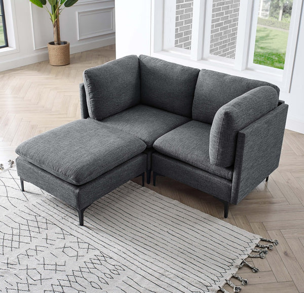 English Elm Linen Upholstered Modular Sectional with Black Metal Legs for Contemporary Living Dark Gray B2748S00104