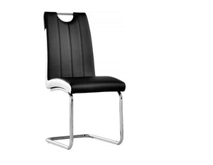 English Elm Dining Chair Set Two Tone Faux Leather High Back with Chrome Legs Modern Kitchen Black White B011P439057