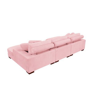 English Elm Large Corduroy Double Chaise Sectional Sofa with Lumbar Support for Spacious Living Rooms Pink B2748S00020