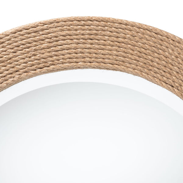 English Elm Round Braided Jute Rope Wall Mirror Natural Fiber Boho Coastal Accent Decor B2750P467834