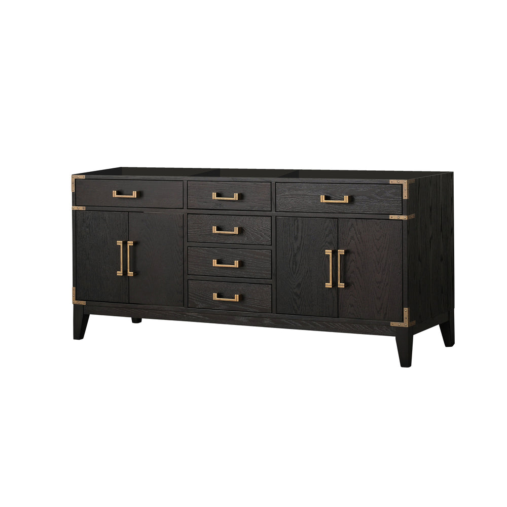 English Elm Black Oak Double Bath Vanity 72" W X 22" D – Elegant Design, Ample Storage, Fully Assembled Luxury B2731P260947