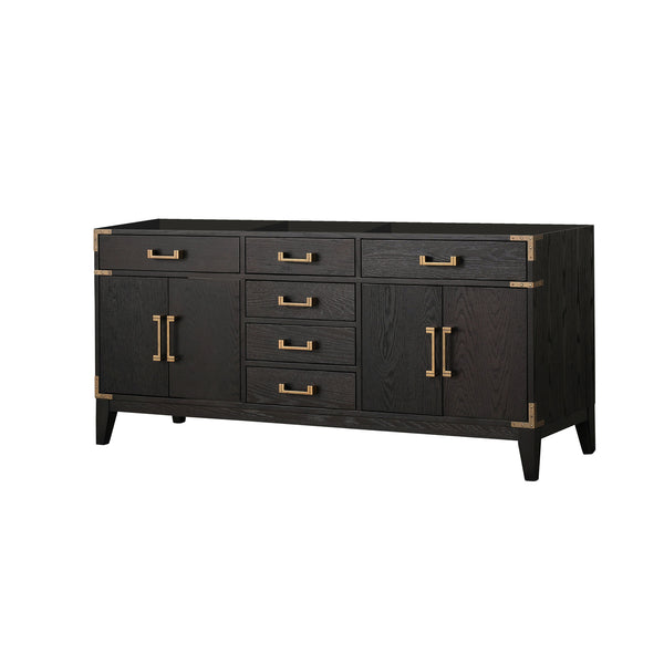 English Elm Black Oak Double Bath Vanity 72" W X 22" D – Elegant Design, Ample Storage, Fully Assembled Luxury B2731P260947