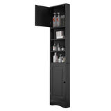 English Elm Multi-Functional Corner Cabinet Tall Bathroom Storage Cabinet With Two Doors and Adjustable Shelves, Open Shelf, Black