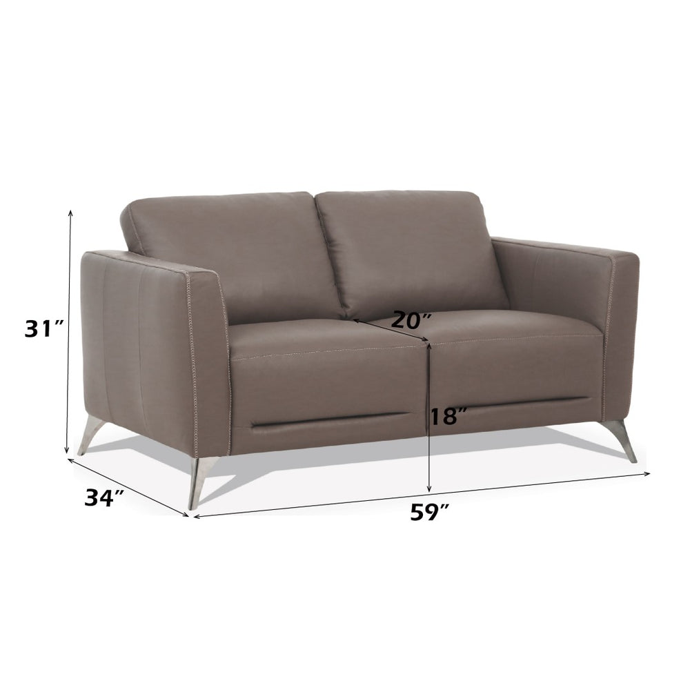 English Elm Malaga Italian Genuine Leather Loveseat with Track Arms and Chrome Legs for Modern Living B2726P496928