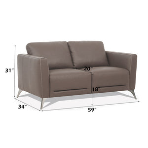 English Elm Malaga Italian Genuine Leather Loveseat with Track Arms and Chrome Legs for Modern Living B2726P496928