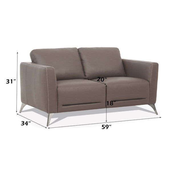 English Elm Malaga Italian Genuine Leather Loveseat with Track Arms and Chrome Legs for Modern Living B2726P496928