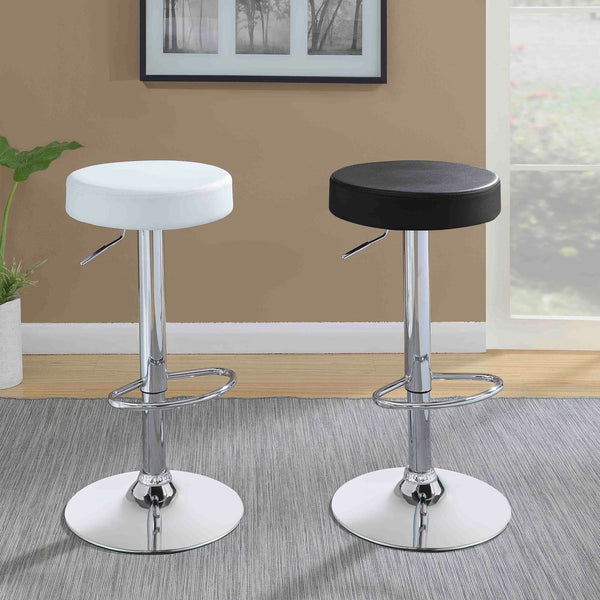English Elm Ramses Adjustable Chrome Base White Backless Bar Stool — Sleek Leatherette Seat, Space-Saving Comfort B062P344918