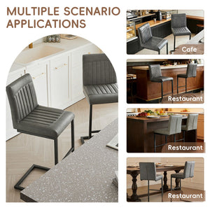 English Elm Faux Leather Counter Stools Set of Two Ergonomic Curved Back Metal Frame Kitchen Seating W5096P400662