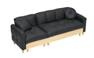 English Elm 86.61 Modern Teddy Fabric Sofa Bed with Storage, Solid Wood Frame, Gold Legs, 500lb Capacity Black W1278S00069