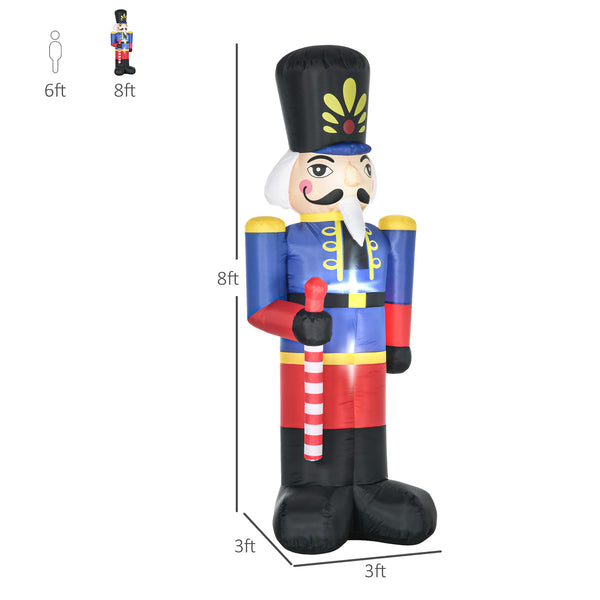 English Elm HOMCOM Inflatable 8ft Nutcracker Soldier with Scepter and LED Lights, Weather-Resistant Yard Décor Red W2225P229272