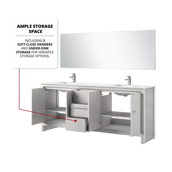 English Elm White Double Bath Vanity With Cultured Marble Top, Chrome Faucet, 70" Mirror - Spacious & Stylish! B2731S01777-GIGA