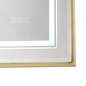 English Elm 40*30inch LED Bathroom Mirror with Beveled Edge, Front & Backlit 3-Color Dimmable IP54 Anti-Fog Gold W2091P214095