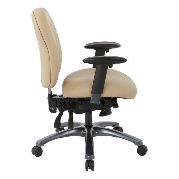 OSP Home Furnishings Multi-function Ergonomic Mid Back Office Chair with Lumbar Support and Titanium Base Buff 8512-R104