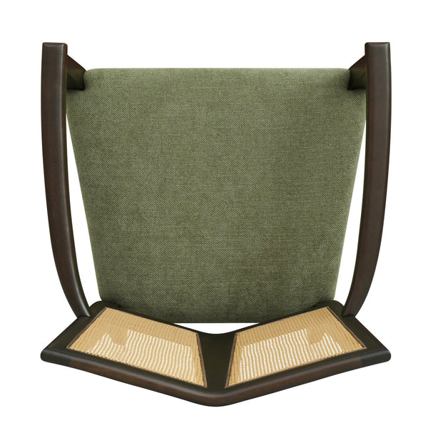 English Elm Christopher Knight Home® - ARM Mid-Century Dining Chair with Rattan Back & Upholstered Foam Seat, Solid Rubberwood Frame Dark Brown,Green N771P254005L