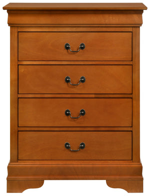 English Elm Louis Louis Phillipe G3160-BC 4 Drawer Chest with Carved Bases Curved Mouldings and Durable Drawers Oak 22 L x 37 W x 47 H B078108219