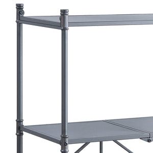 English Elm Sandy Industrial 3-Tier Console Table, Foldable Water-Pipe Shelves in Sandy Black Dark Bronze Finish — Durable Metal Storage & Rustic Display Piece for Home Entryway or Living Room B062P186469