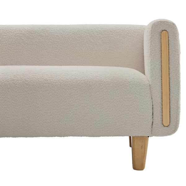 English Elm Modern Boucle Three Seat Sofa with Rubberwood Legs Pocket Spring Support Living Room Oatmeal N763P403678D