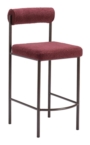Livorno Counter Stool - Set of 2 Red & Bronze 109813 Zuo Modern